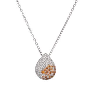 18kt Diamond approx. 0.45pt, Orange Sapphire approx. 0.62pt Teardrop Pendant w/chain