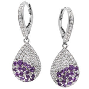 18kt Diamond approx. 0.71pt, Amythest  approx. 0.56pt Earrings