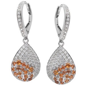 18kt Diamond approx. 0.71pt, Orange Sapphire approx. 0.77pt Earrings
