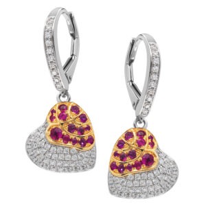 18kt Diamond approx. 0.59pt, Ruby approx. 0.63pt Earrings