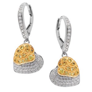 18kt Diamond approx. 0.59pt, Yellow Sapphire approx. 0.64pt Earrings