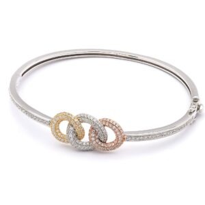 18kt Tri Color Dia approx. 1.49ct 3 circle bangle