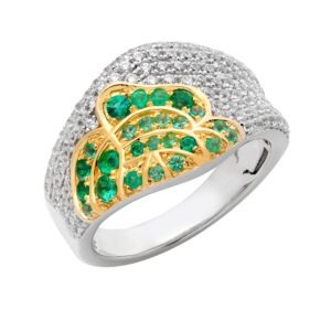 18kt Diamond approx. 0.76pt, Emerald approx. 0.32pt Ring