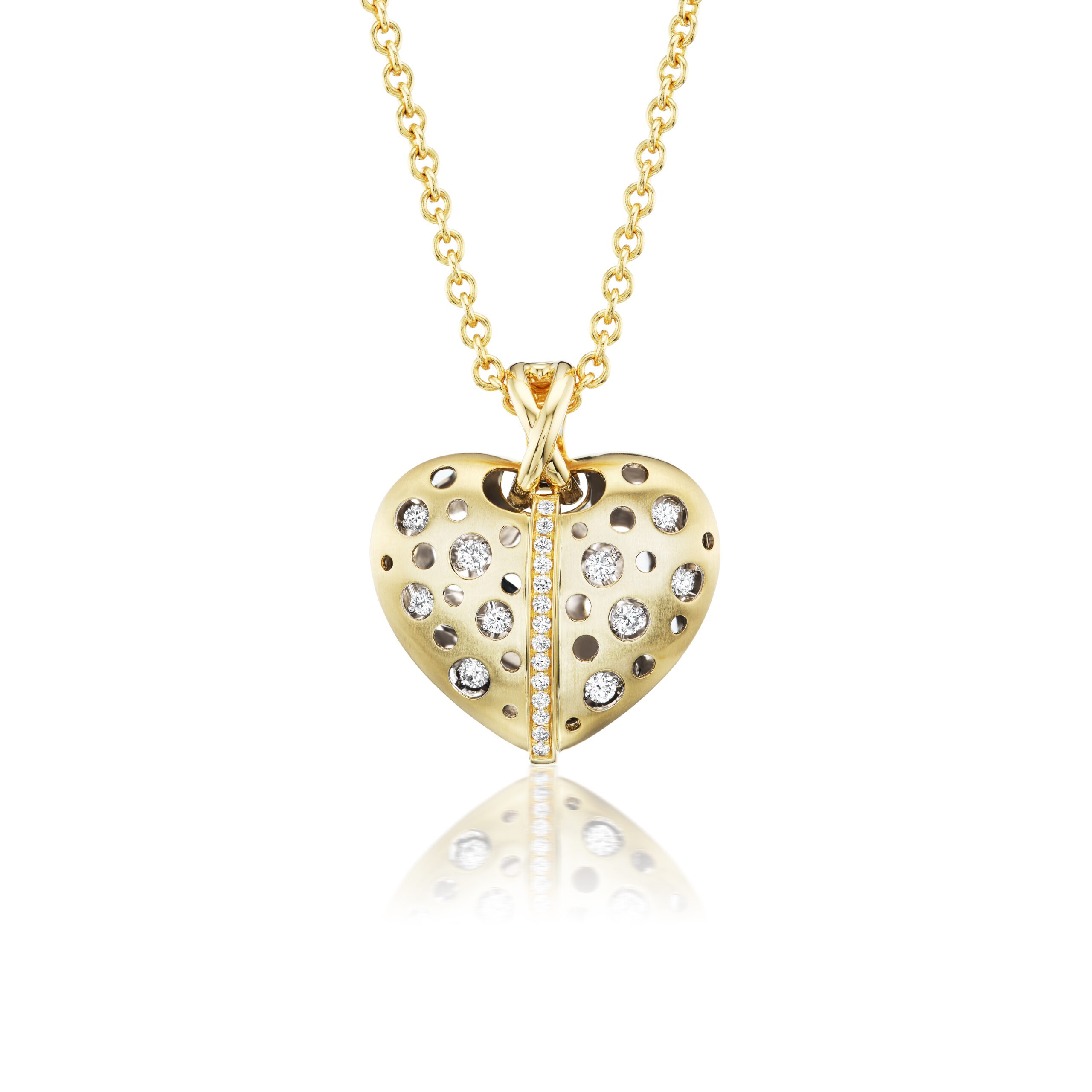 18kt 24 diamond approx. 0.90pts Striped Heart pendant