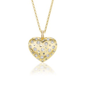 18kt 20 diamond approx. 1.06ct clip top Heart pendant with chain