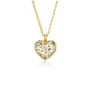 18kt 12 diamonds approx. 0.48pts clip top Heart pendant with chain